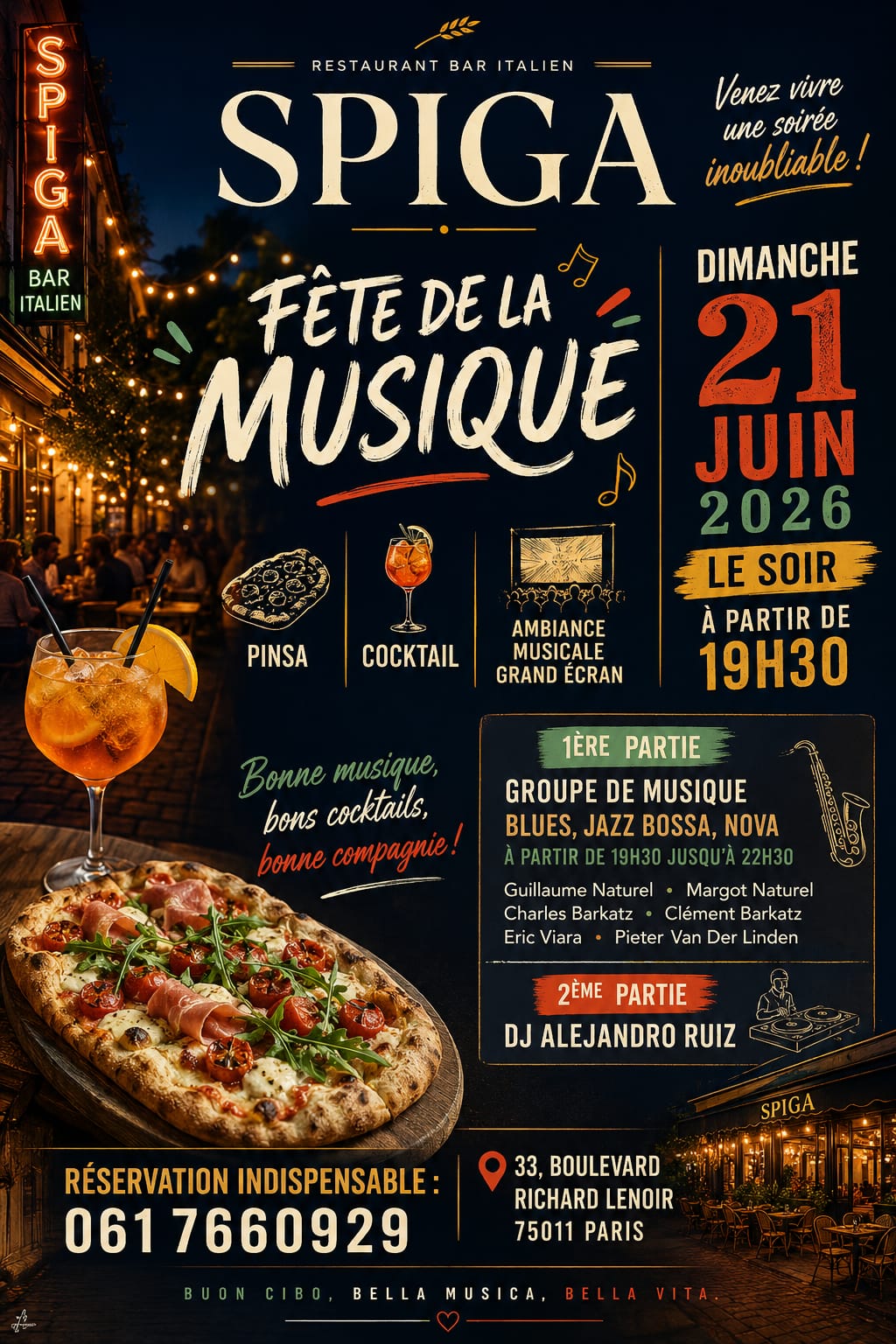 Restaurant Bar Bastille Italien Sardes SPIGA